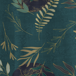 Grüne Polyester-Tischdecke mit Naturmuster | Franse Tafelkleden