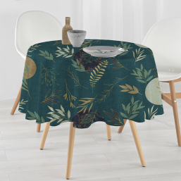 Groen Polyester Tafelkleed met Natuurprint | Franse Tafelkleden