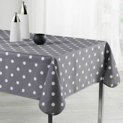 Tischdecke grau mit weißen punkten 350 X 148 Französische tischdecken