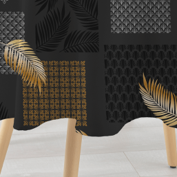 Tief Dunkelbraune und Ockerfarbene Polyester-Tischdecke | Franse Tafelkleden