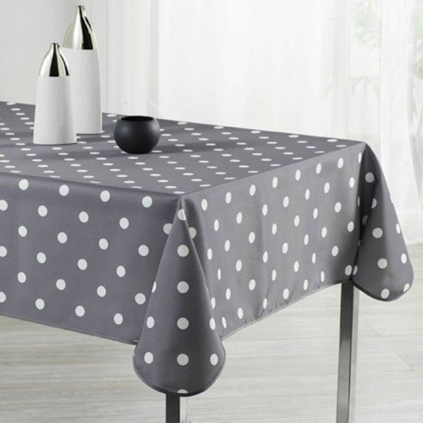 Tablecloth gray with white dots 200 X 148 French tablecloths