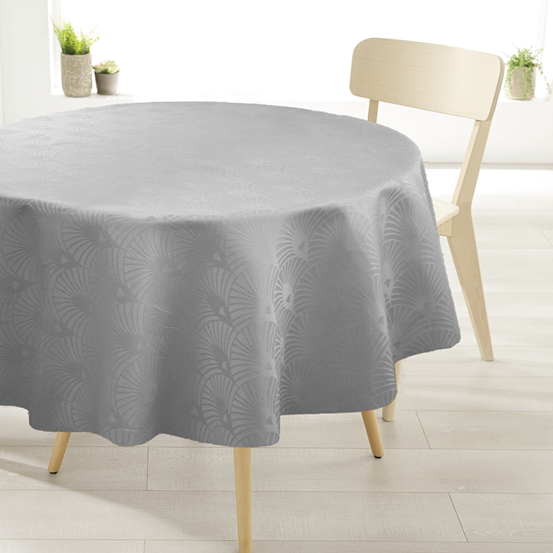 Tafelkleed polyester grijs damast | Franse Tafelkleden