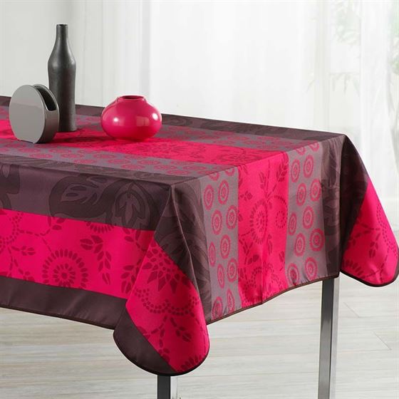 Tischdecke Rouge Streifen Blätter 300 X 148 französische Tischdecken