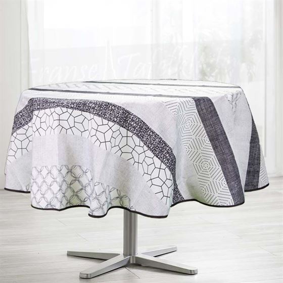 Tablecloth ecru, circles and dots 160 round French tablecloths